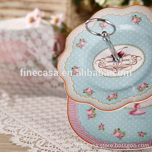 Elegant Fine Porcelain 2 Tier Plate Stand of Ice Cream
